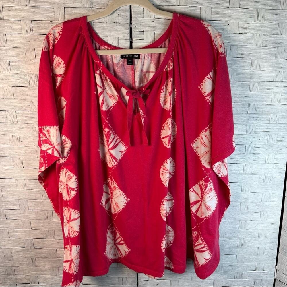 Lane Bryant pink and white tie-dye tunic top tiny neck, poncho hippie plus size